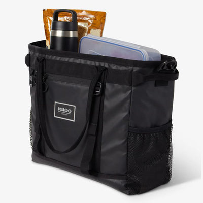 Igloo Pursuit 30 Can Portable Tote Bag Beverage Cooler with Padded Strap, Black