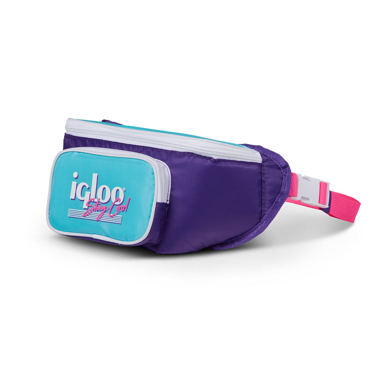 Igloo 90s Retro Collection Fanny Pack Portable Cooler, Purple And Teal(Open Box)