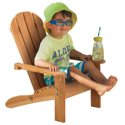 KidKraft Childrens Outdoor Patio Lawn Kid Sized Wooden Adirondack Chair, Honey