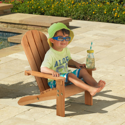 KidKraft Childrens Outdoor Patio Lawn Kid Sized Wooden Adirondack Chair, Honey