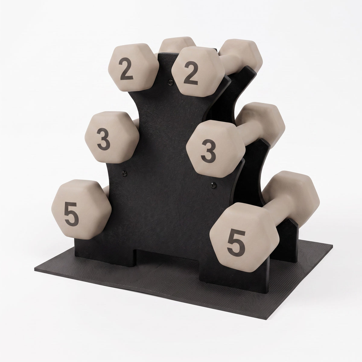 Aurorafy Neoprene Dumbbell Workout Set with Rack, 2 lbs, 3 lbs, & 5 lbs, Beige