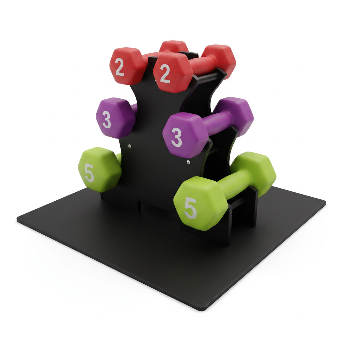 Aurorafy Neoprene Dumbbell Workout Set & Rack, 2 lbs, 3 lbs, & 5 lbs, Multicolor