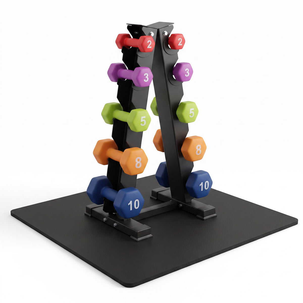 Aurorafy Neoprene Dumbbell Workout Set w/ Rack, 2, 3, 5, 8, & 10lbs, Multicolor