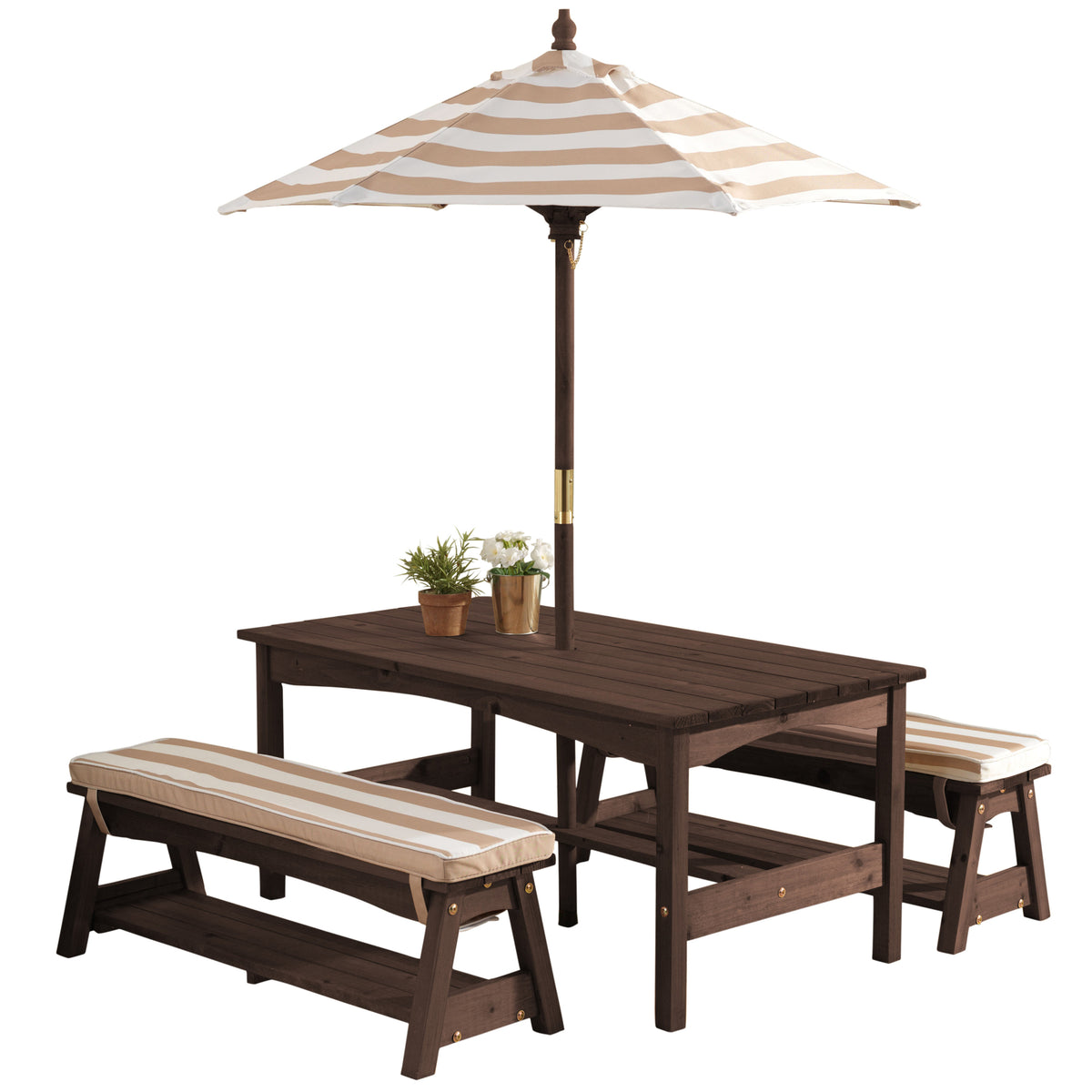 KidKraft Kids Wooden Picnic Table & Bench Set w/ Cushions & Umbrella (Open Box)