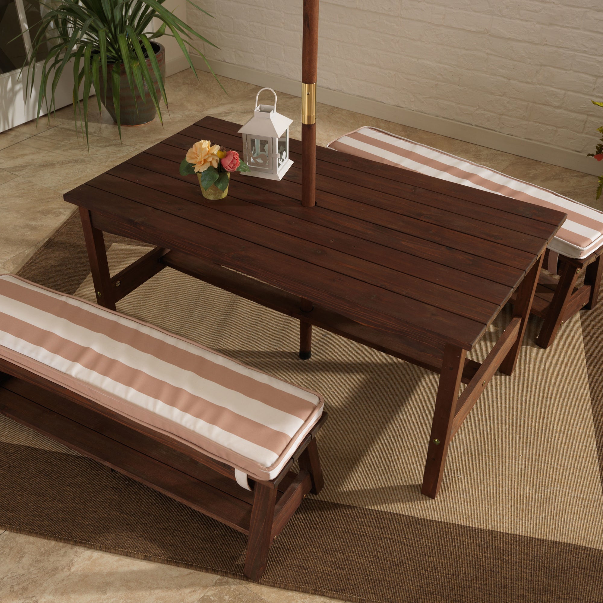 KidKraft Kids Wooden Picnic Table & Bench Set w/ Cushions & Umbrella (Open Box)