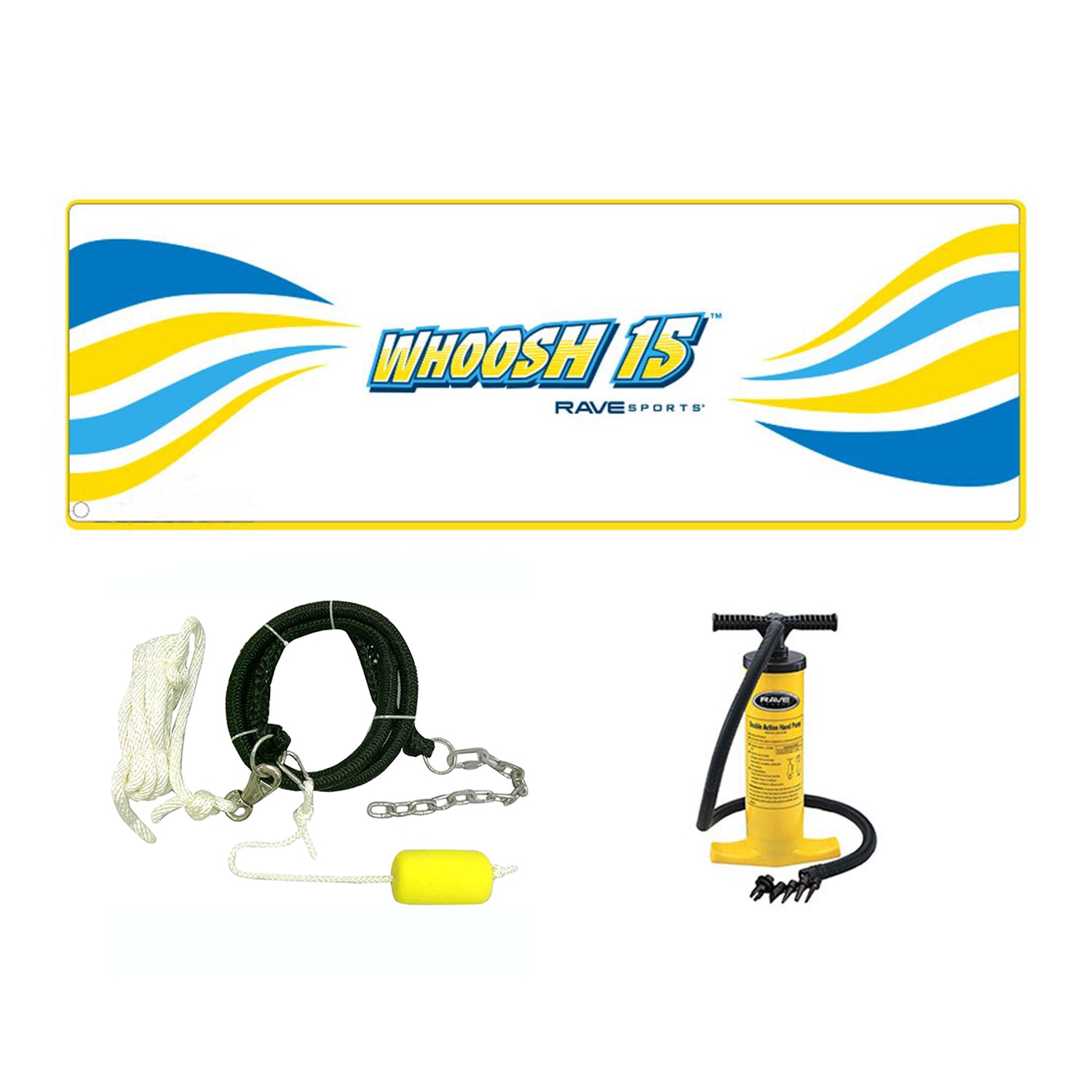 Inflatable 3 Piece Anchor Connection Kit,15-ft Water Mat Blow Up Platform w/Pump