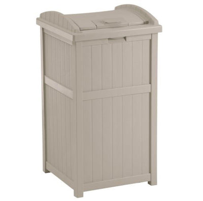 Suncast Trash Hideaway 33 Gallon Garbage Container, 1 Beige & 1 Brown (2 Pack)