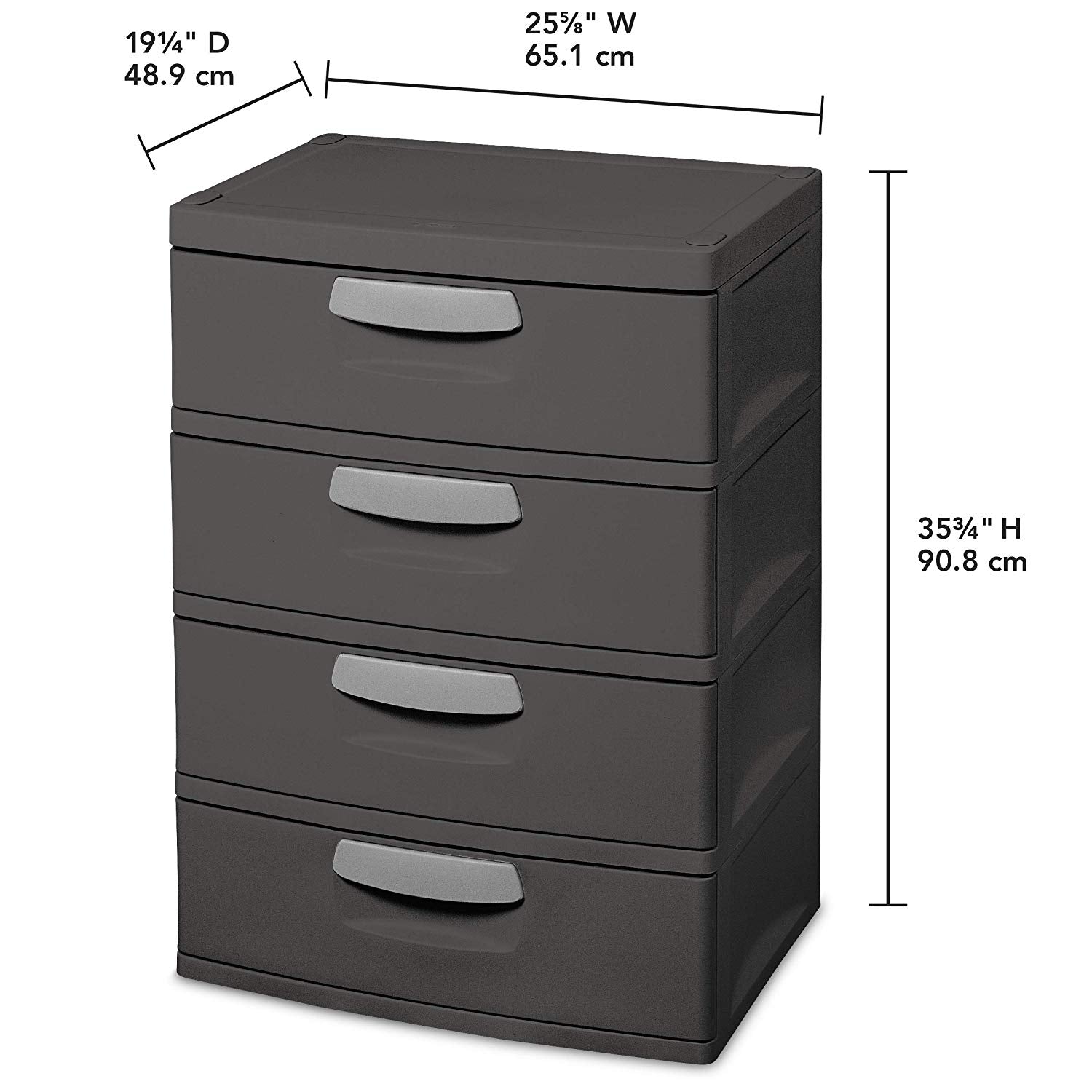 Sterilite 4-Drawer Heavy-Duty Gray Storage Unit With Black Handles (Small Chip)