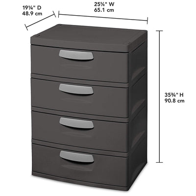 Sterilite 4-Drawer Heavy-Duty Gray Storage Unit With Black Handles (Small Chip)