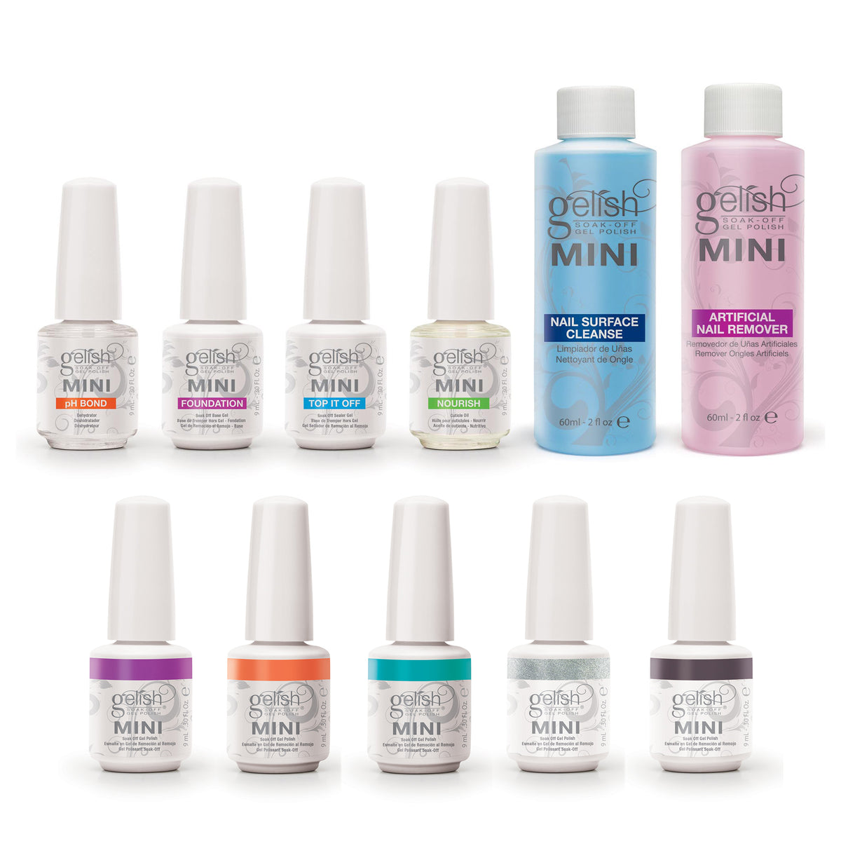 Gelish Complete Basix Gel Nail Polish Starter Kit + 5 Bottle Gel Nail Polish Set