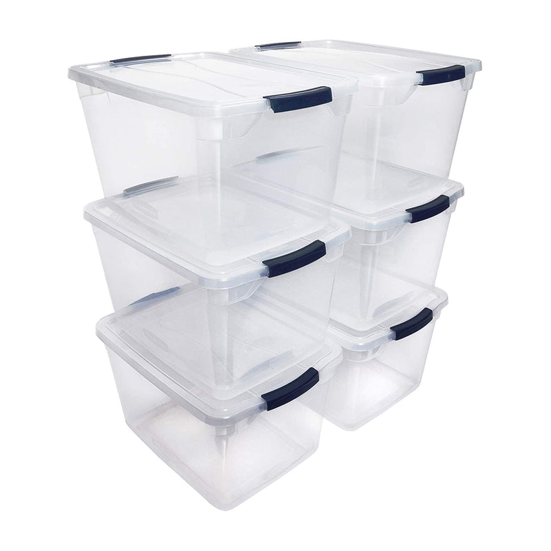 Rubbermaid Cleverstore (6) 30 Qt & (12) 6 Qt Plastic Storage Tote Container