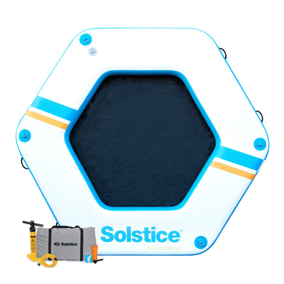 SOLSTICE Hexagon Inflatable Mesh Dock Platform for Lake Boat Pool Ocean, 8'x6" - VMInnovations