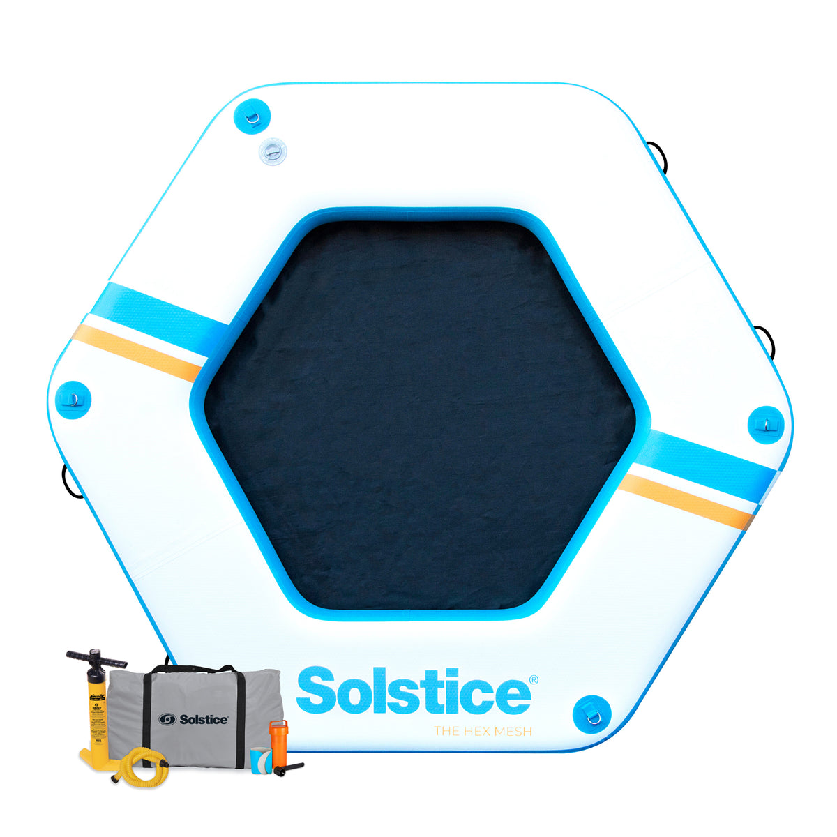 SOLSTICE Hexagon Inflatable Mesh Dock Platform for Lake Boat Pool Ocean, 8'x6" (Open Box)