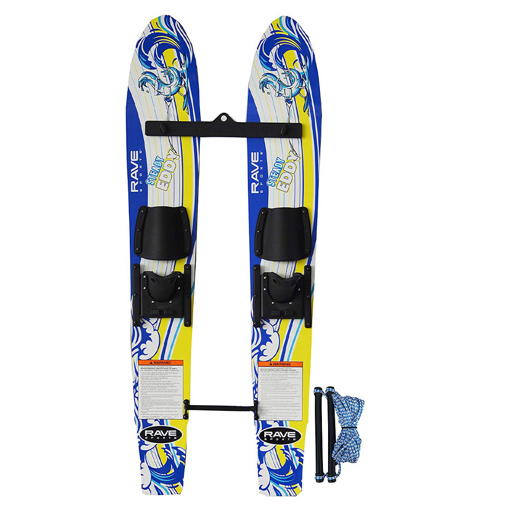 RAVE Sports Steady Eddy Kids Trainer Combo Water Skis, Yellow and Blue(Open Box)