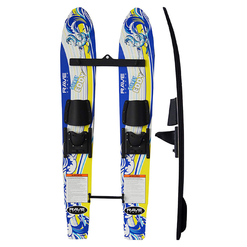 RAVE Sports Steady Eddy Kids Trainer Combo Water Skis, Yellow and Blue(Open Box)