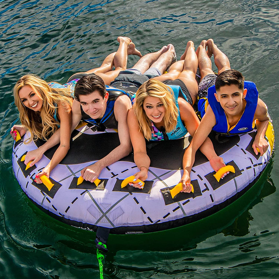 Rave Sports 02408 Mass Frantic 4 Rider Inflatable Water Float Towable Boat Tube - VMInnovations