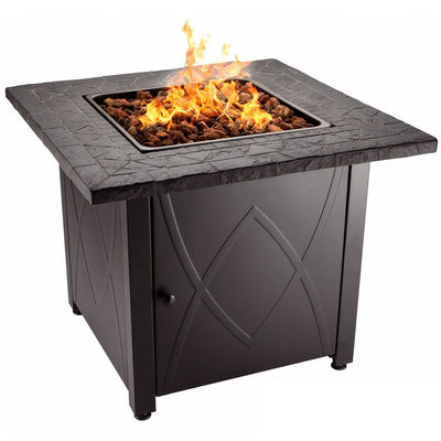 Endless Summer 30 inch Outdoor Gas Lava Rock Patio Fire Pit, Brown (2 Pack)