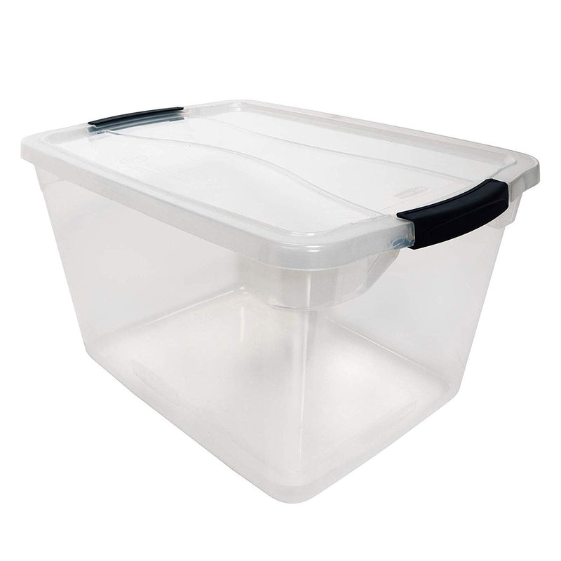 Rubbermaid Cleverstore 30 Quart Plastic Storage Tote Container w/ Lid (12 Pack)