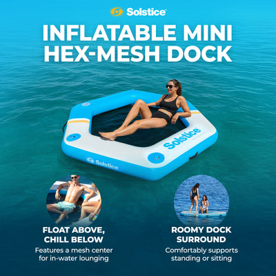 SOLSTICE ORIGINAL Inflatable Dock Float 6 Foot Water Mat with Mesh Swim Lounge - VMInnovations