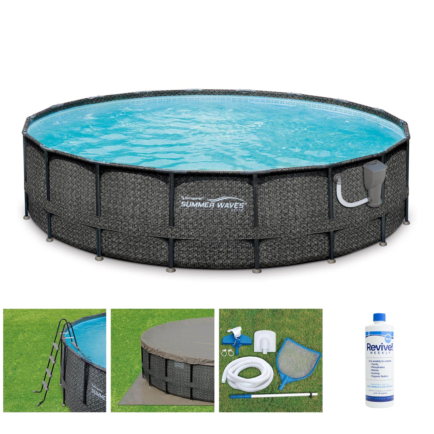 Summer Waves Elite 20ft x 48in Above Ground Frame Swimming Pool Set with Pump - VMInnovations