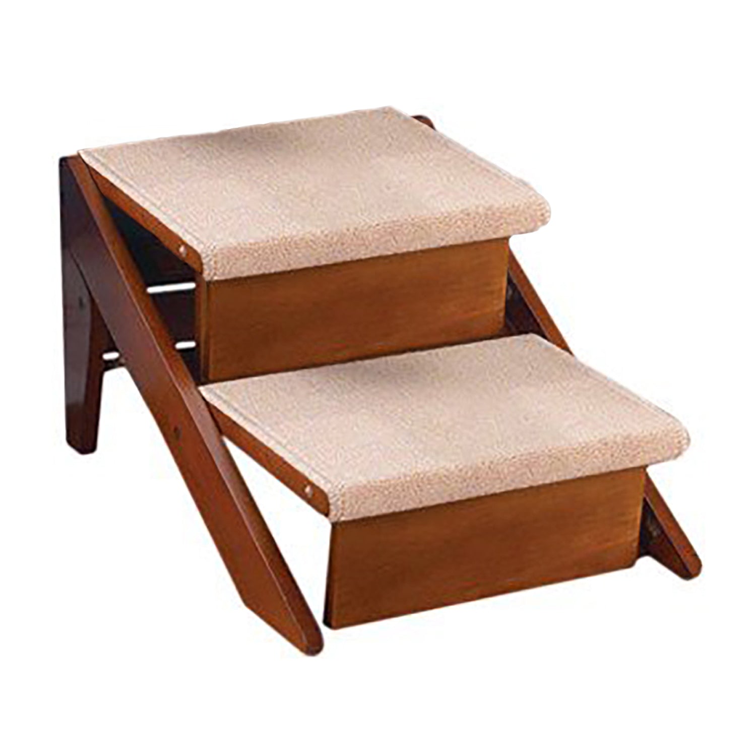 Pet Studio 13 Inch Tall Nonslip Cat Dog Pet Stair Ramp, 2 Step, Pine (Open Box)