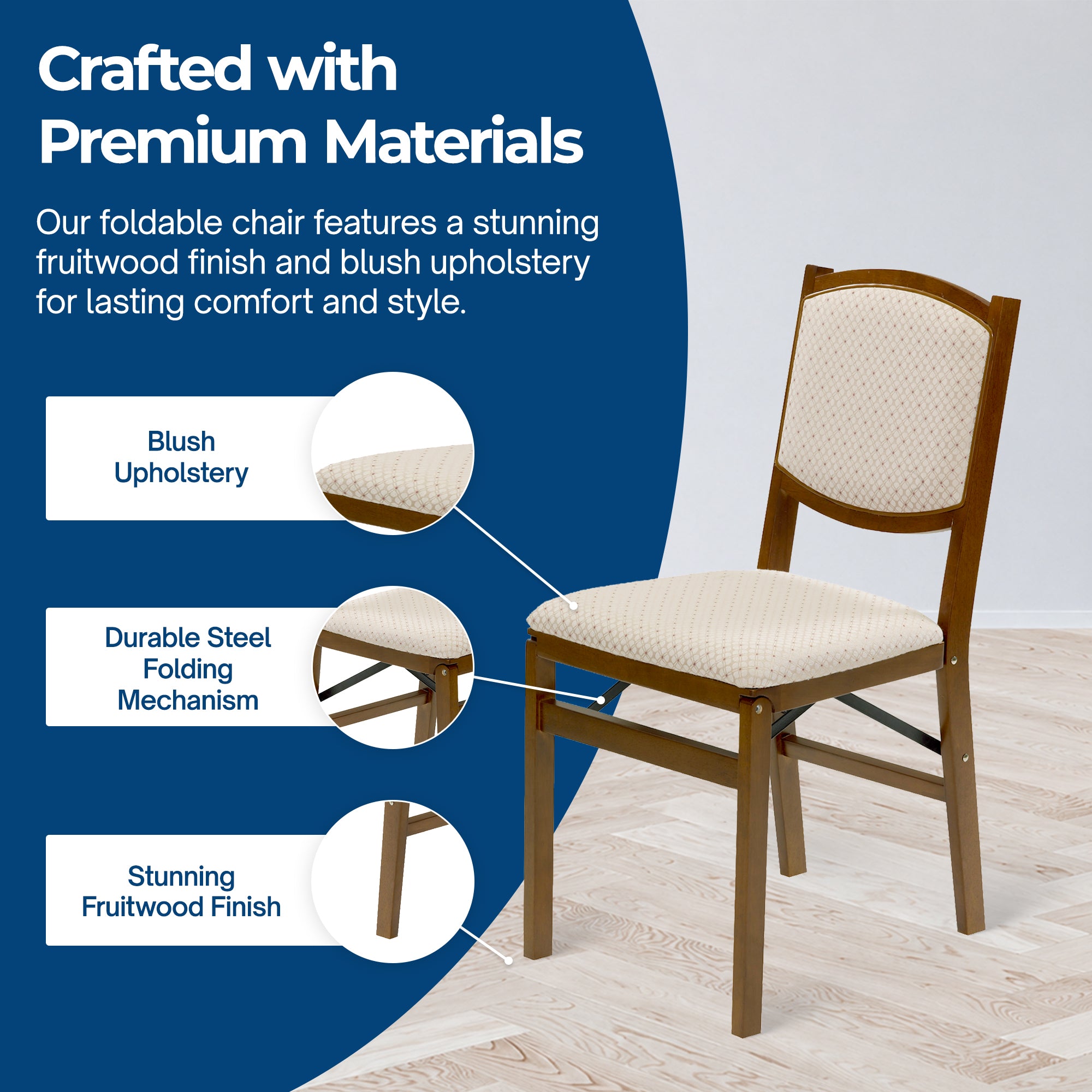 MECO Stakmore Contemporary Upholstered Fruitwood Folding Chair (2 Pack) (Used)