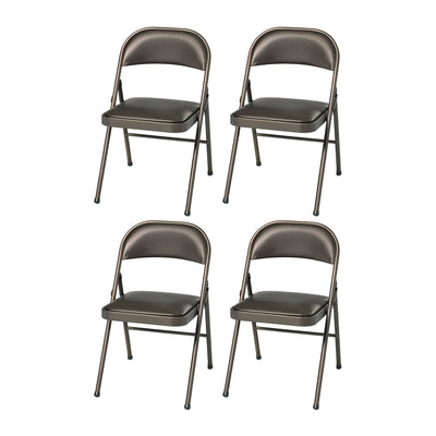 MECO Sudden Comfort Vinyl Seat Padded Folding Chair, (Set of 4) (Open Box)