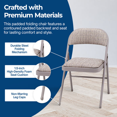 MECO Sudden Comfort Deluxe Metal Fabric Padded Folding Chair (4 Pack)(Used)