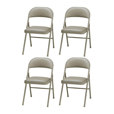 MECO Sudden Comfort Deluxe Chicory Lace Vinyl Padded Folding Chair, (Set of 4)
