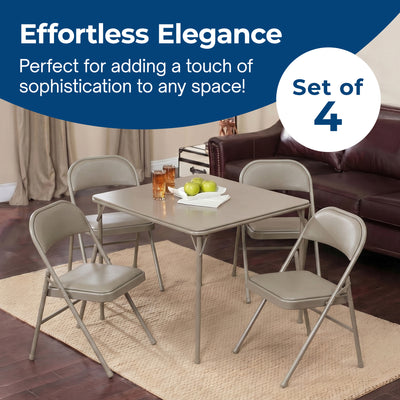 MECO Sudden Comfort Deluxe Chicory Lace Vinyl Padded Folding Chair, (Set of 4) - VMInnovations