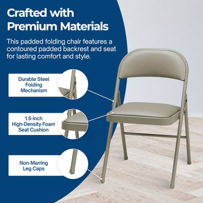 MECO Sudden Comfort Deluxe Chicory Lace Vinyl Padded Folding Chair, (Set of 4) - VMInnovations
