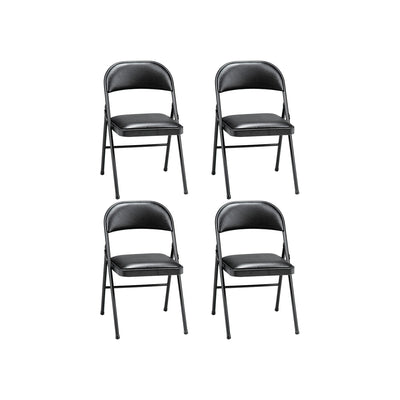MECO 4-Pack of Deluxe Vinyl Padded Folding Chairs w/16'x16' Seat ,BLK(For Parts)