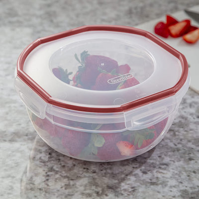 Sterilite Rocket Red Seal 2.5 Qt Plastic Food Storage Bowl Container with Lid
