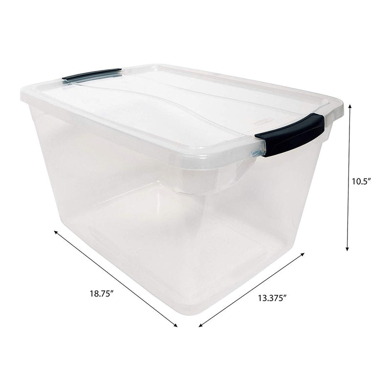 Rubbermaid Cleverstore 30 Quart Plastic Storage Tote Container w/ Lid (12 Pack)