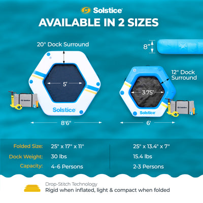 SOLSTICE Hexagon Inflatable Mesh Dock Platform for Lake Boat Pool Ocean, 8'x6" (Open Box)