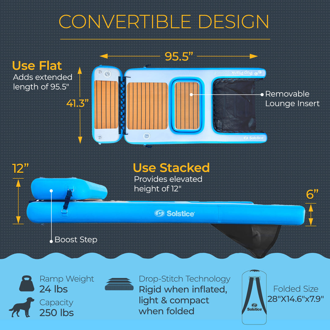 Solstice Inflatable Pup Plank Lounge Floating Ramp Dog Raft (Open Box) - VMInnovations