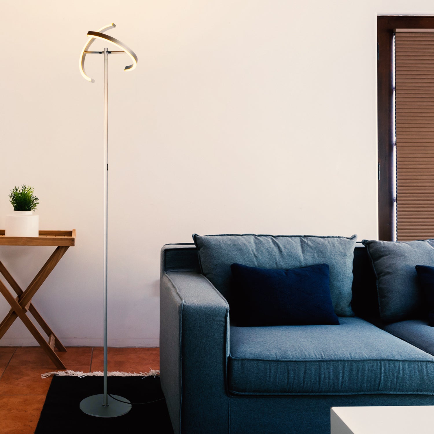 Brightech Halo Split LED Torchiere Bright Standing Floor Lamp, Platinum (Used)