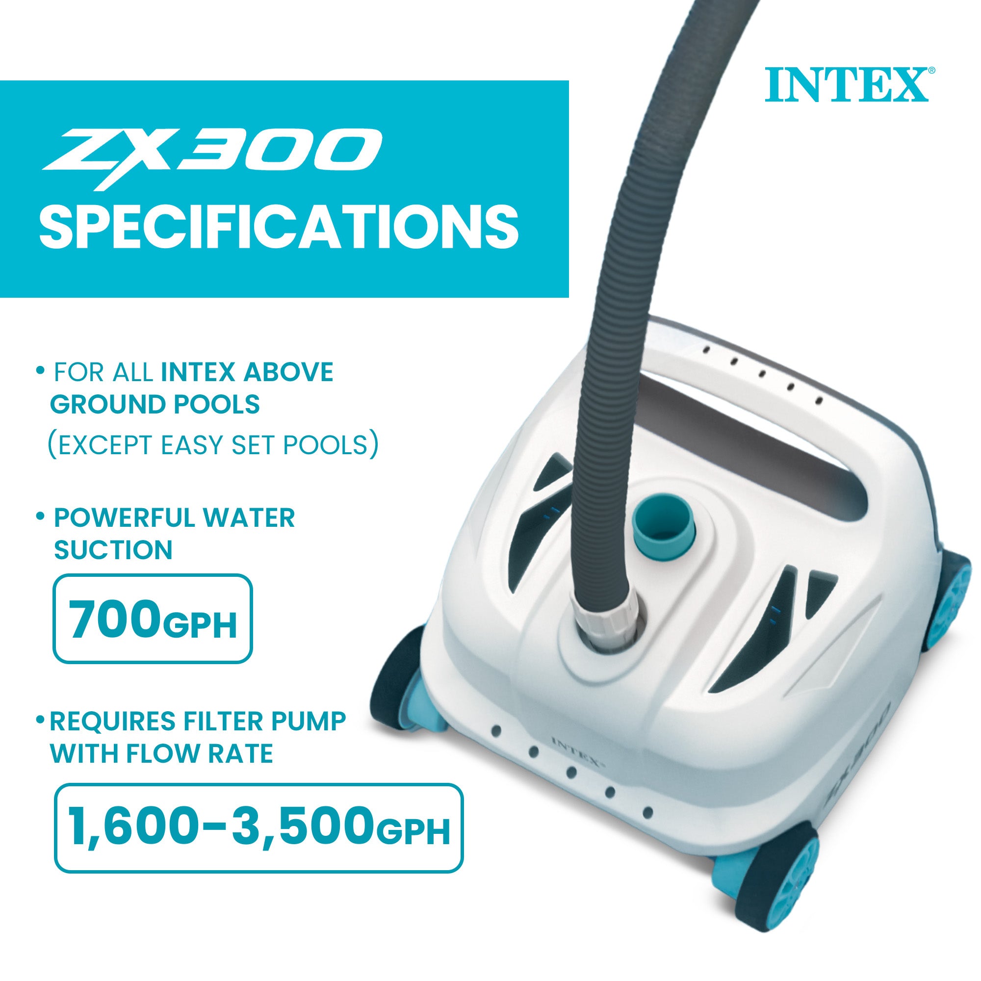 Intex 700 Gal Per Hour Automatic Pool Cleaner Robot Vacuum w/ 21 Ft Hose (Used) - VMInnovations