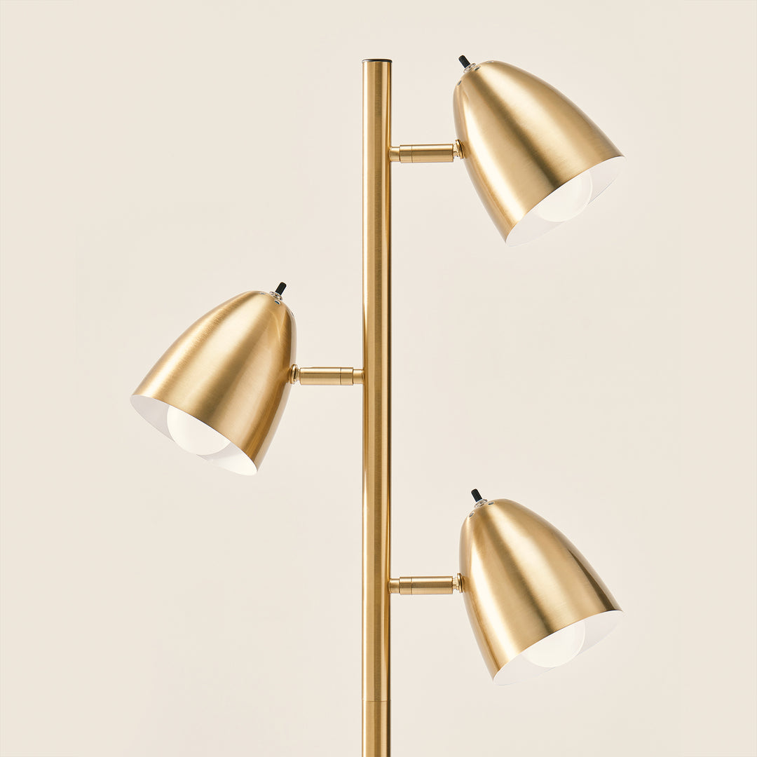 Brightech Jacob 3 Light Tree Floor Lamp Pole with LED Lights, Brass (Open Box)