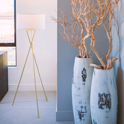 Brightech Jaxon Floor Lamp Standing Light with LED Light Bulb, Brass (Open Box)