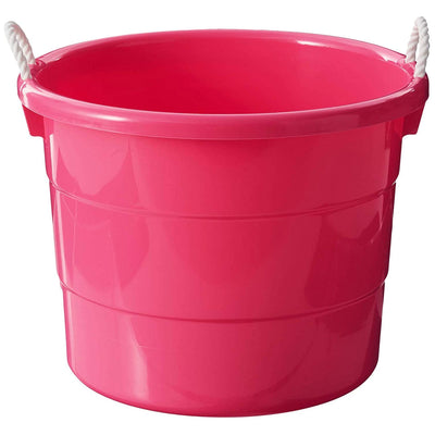 Homz Plastic 18 Gal Utility Bucket Tub w/ Rope Handle, Pink (2 Pack)