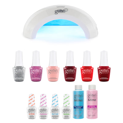 Gelish Nail Mini Curing LED Lamp, Basix Polish Starter Kit, & Winter Marilyn Set - VMInnovations