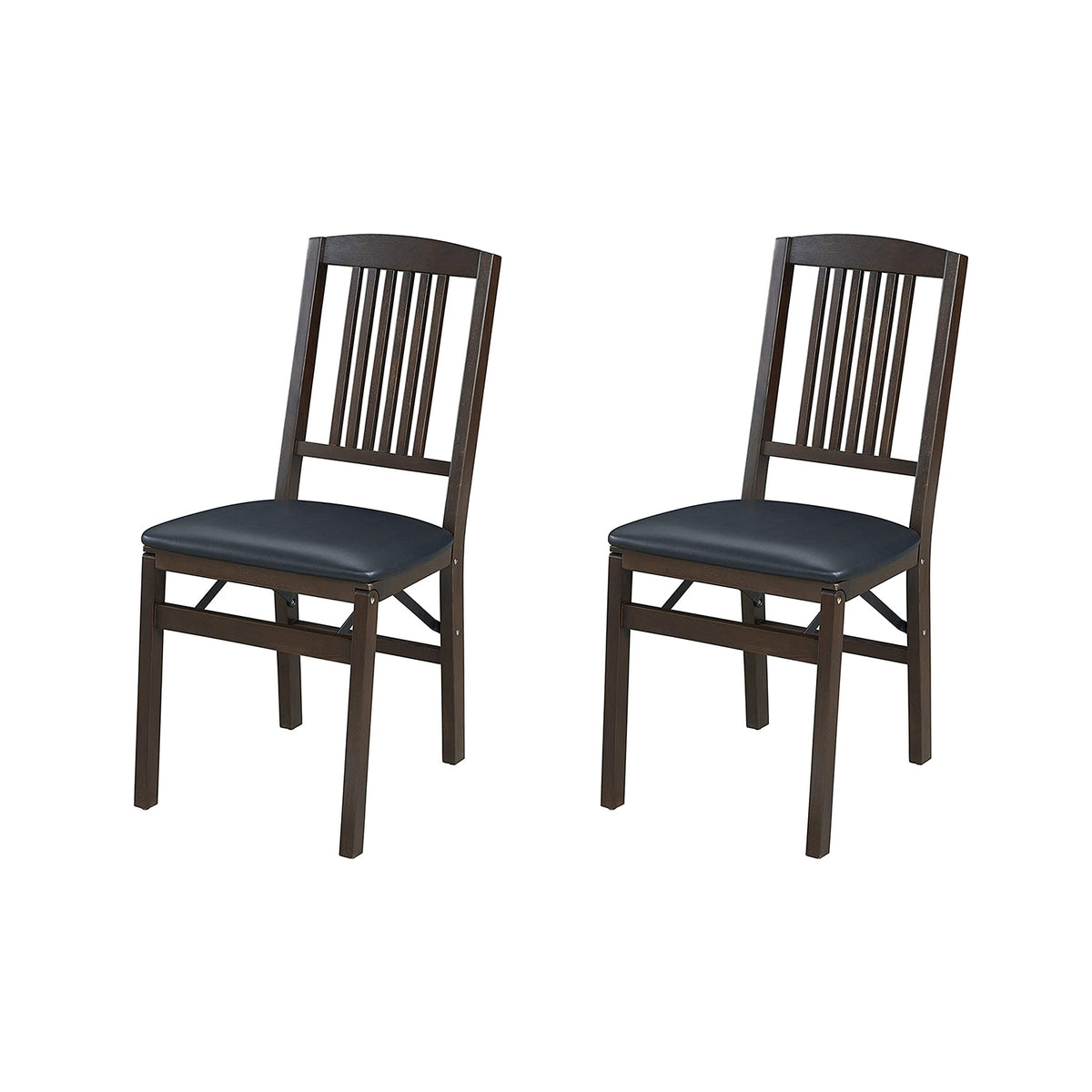 MECO Stakmore Wood Fabric Upholstered Seat Folding Chairs and Folding Table Set