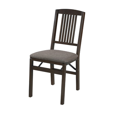 MECO Stakmore Upholstered Seat Folding Chair Set, Espresso (2 Pack) (Open Box) - VMInnovations