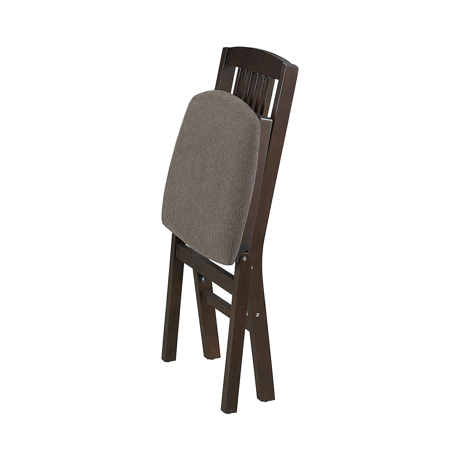 MECO Stakmore Upholstered Seat Folding Chair Set, Espresso (2 Pack) (Open Box) - VMInnovations