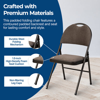 MECO Sudden Comfort Corrin Fabric Double Pad High Back Folding Chair, (Set of 4) - VMInnovations