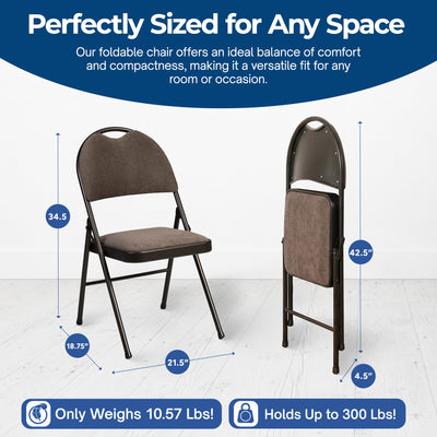 MECO Sudden Comfort Corrin Fabric Double Pad High Back Folding Chair, (Set of 4) - VMInnovations