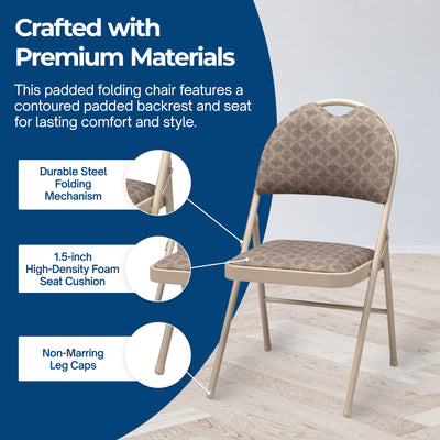 MECO Sudden Comfort Zuni Fabric Double Padded High Back Folding Chair (Set of 4) - VMInnovations