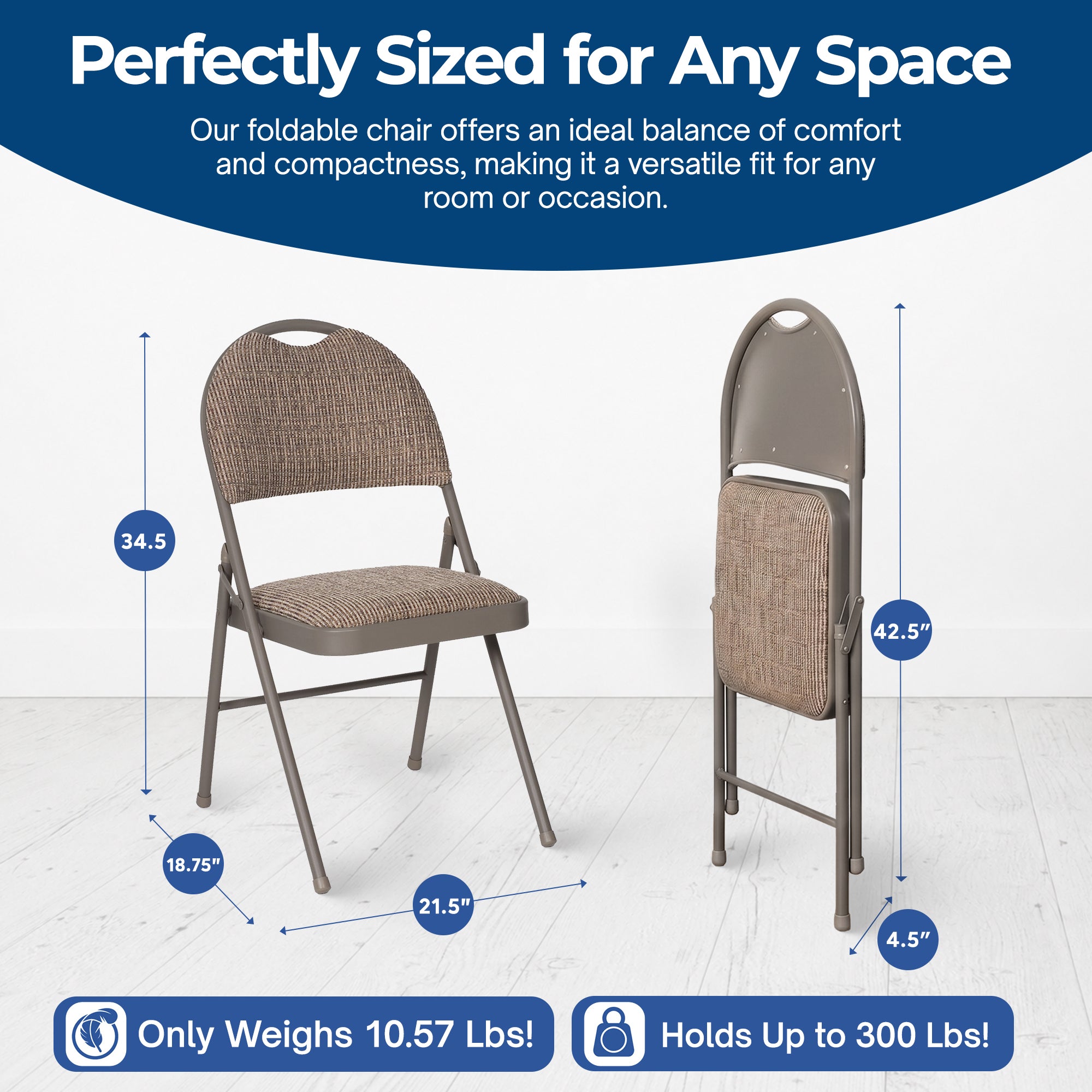 MECO Sudden Comfort Motif Fabric Double Pad High Back Folding Chair, (Set of 4) - VMInnovations