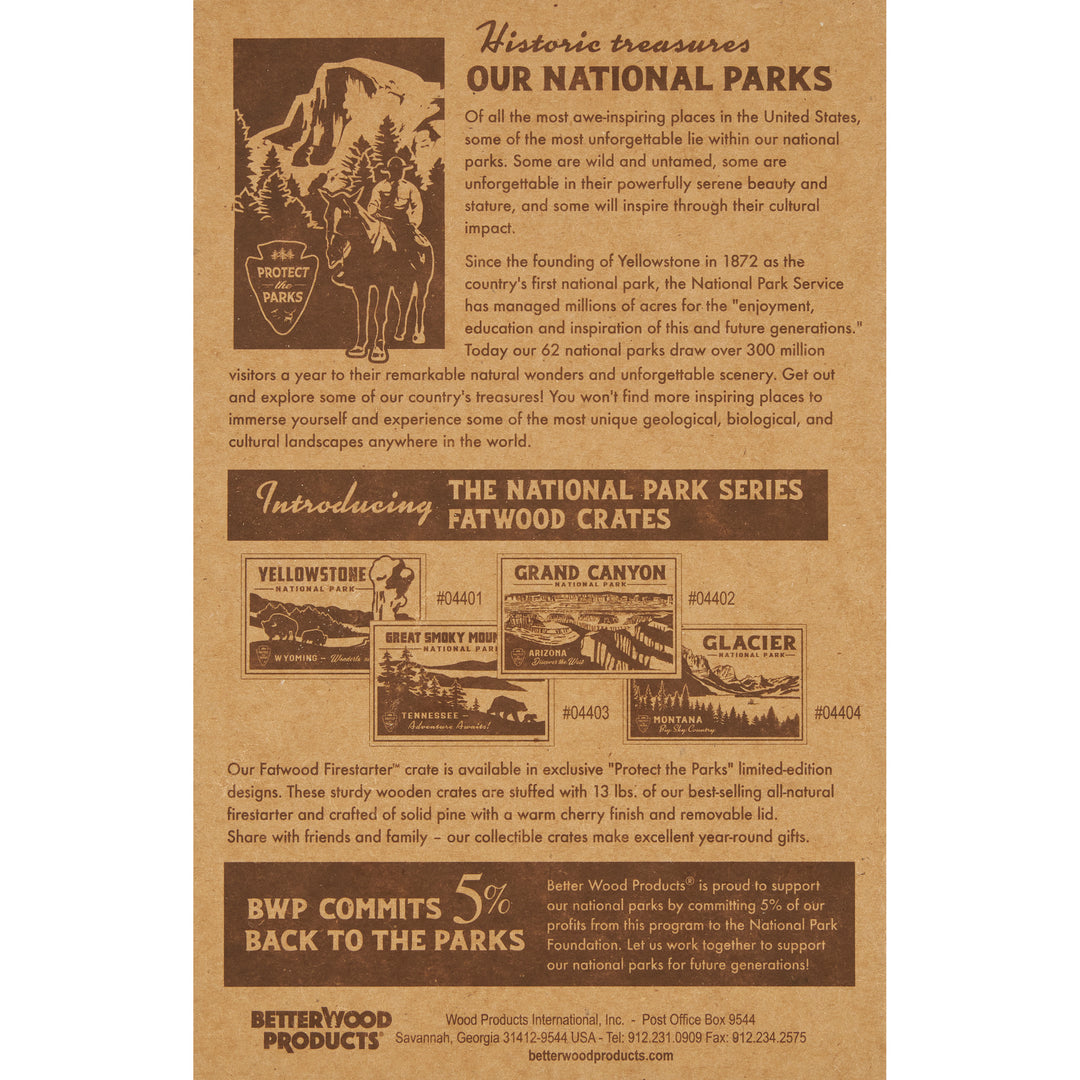 Better Wood Products Protect the Parks Series Fatwood Firestarter (Open Box)